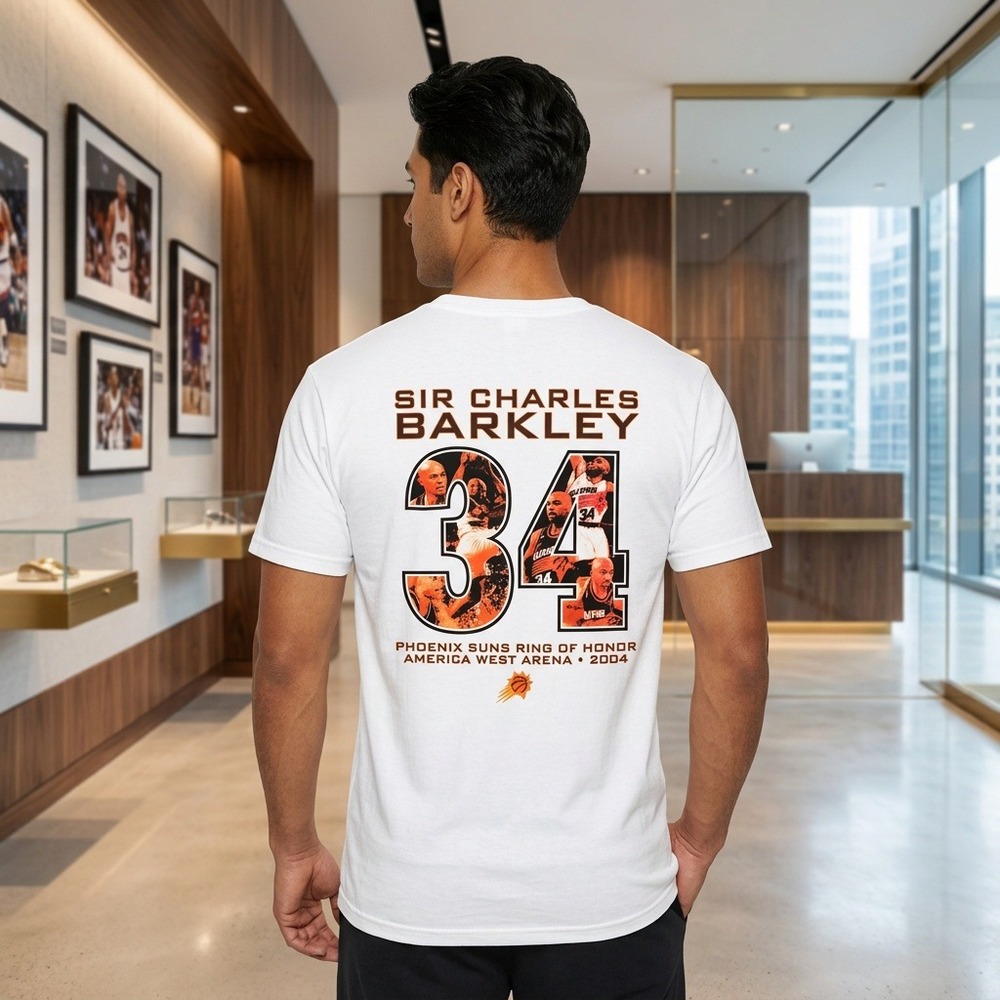 Vintage 2004 Charles Barkley Phoenix Suns Ring of Honor T-Shirt XL White Y2K